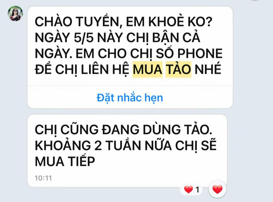 Feedback từ khách hàng sử dụng tảo xoắn tươi Alina” .