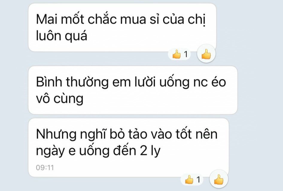 Feedback từ khách hàng sử dụng tảo xoắn tươi Alina” .