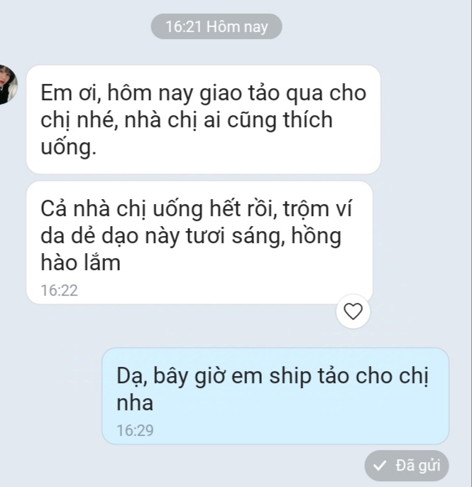 Feedback từ khách hàng sử dụng tảo xoắn tươi Alina” .